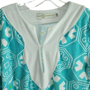 Tracy Negoshian Blue and White Geometric Dress